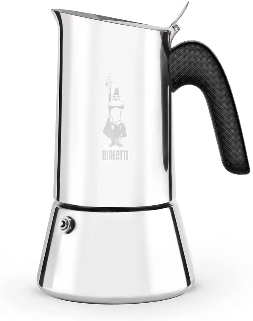 - New Venus Induction, Stovetop Coffee Maker, Suitable for All Types of Hobs, Stainless Steel, 6 Cups (7.9 Oz), Silver