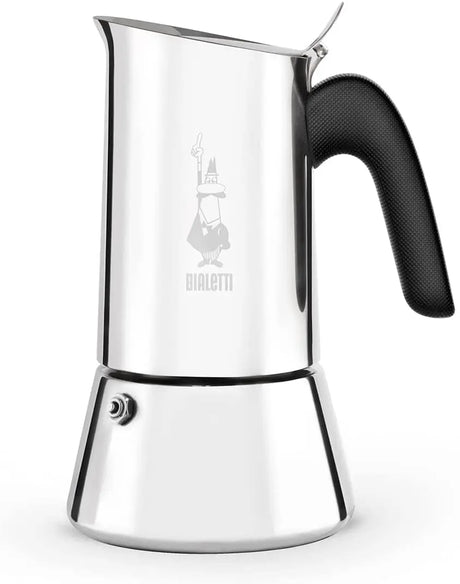 - New Venus Induction, Stovetop Coffee Maker, Suitable for All Types of Hobs, Stainless Steel, 6 Cups (7.9 Oz), Silver