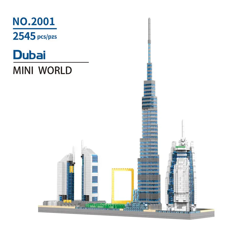 1880Pcs+ City Dubai Tokyo Building Block Mini World Architecture Sky Tree Burj Khalifa Tower Diamond Bricks Toys for Children