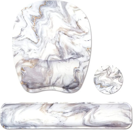 Keyboard Wrist Rest Mouse Pad Wrist Support for Computer/Laptop Memory Foam Keyboard Pad Ergonomic Hand Rest Wrist Cushion for Home Office Gaming - White Marble